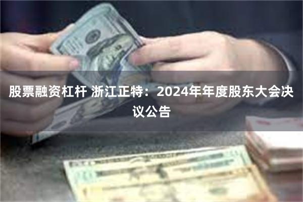 股票融资杠杆 浙江正特：2024年年度股东大会决议公告